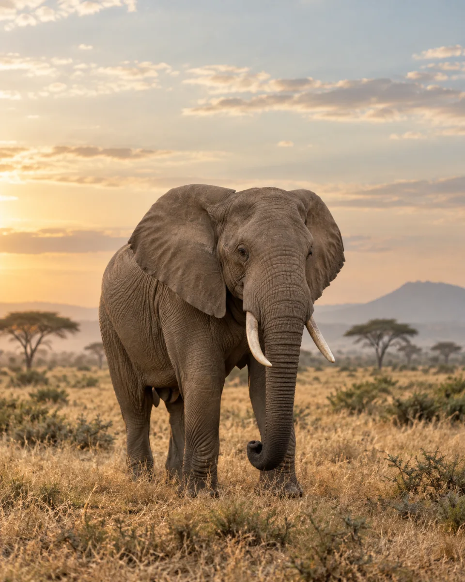 Elephant in golden light